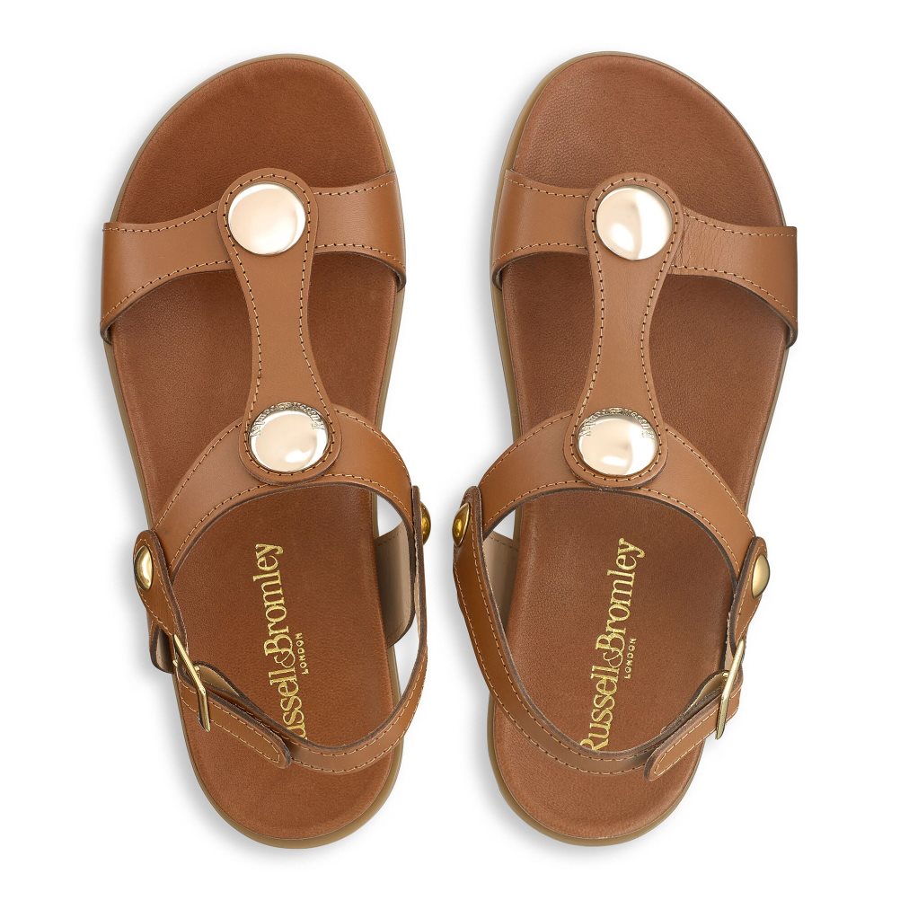 Dámské Ploché Sandály Russell & Bromley Laura Disc Footbed Hnědé | CZ-97142V