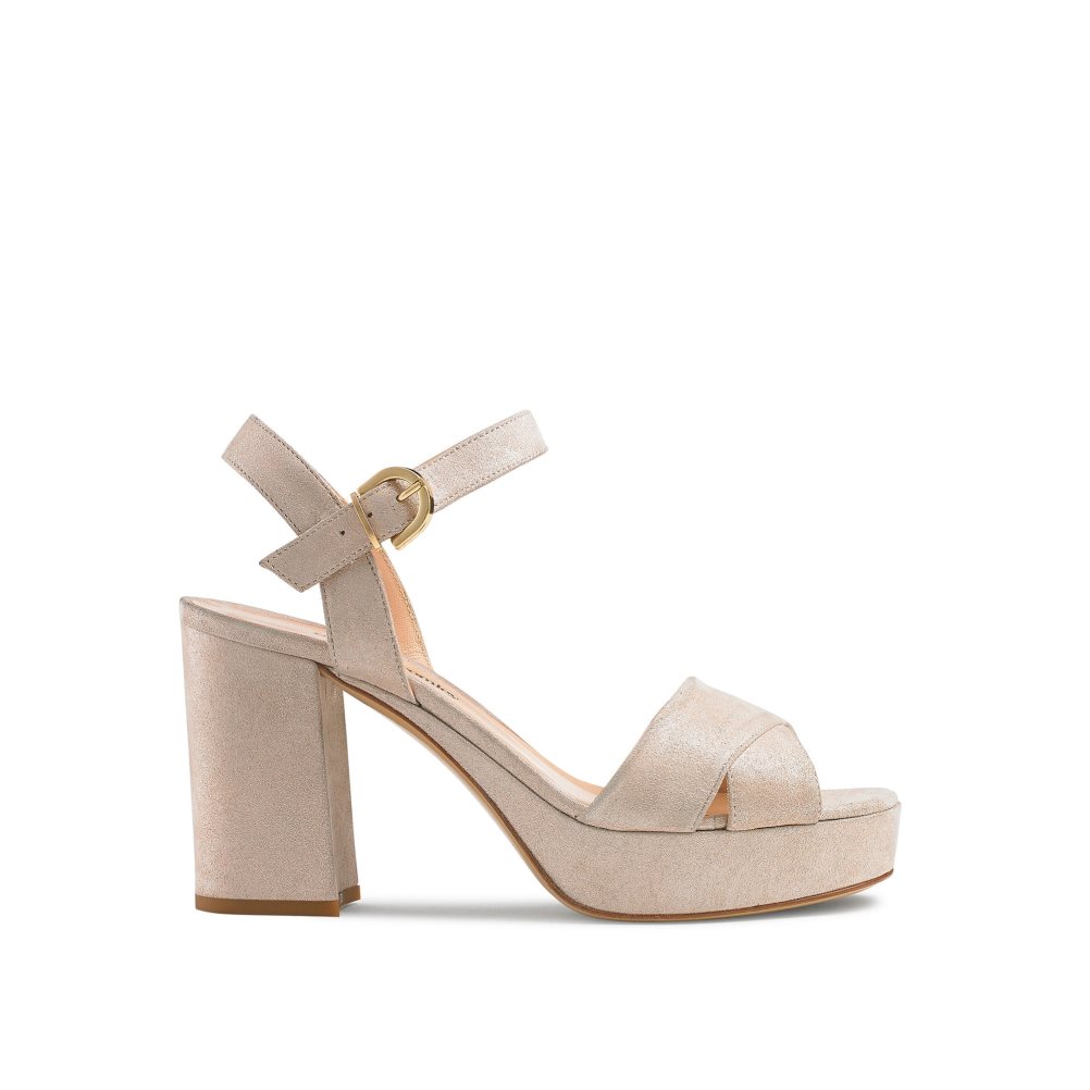 Dámské Sandály na Podpatku Russell & Bromley Topform Platformy Platina | CZ-02645H