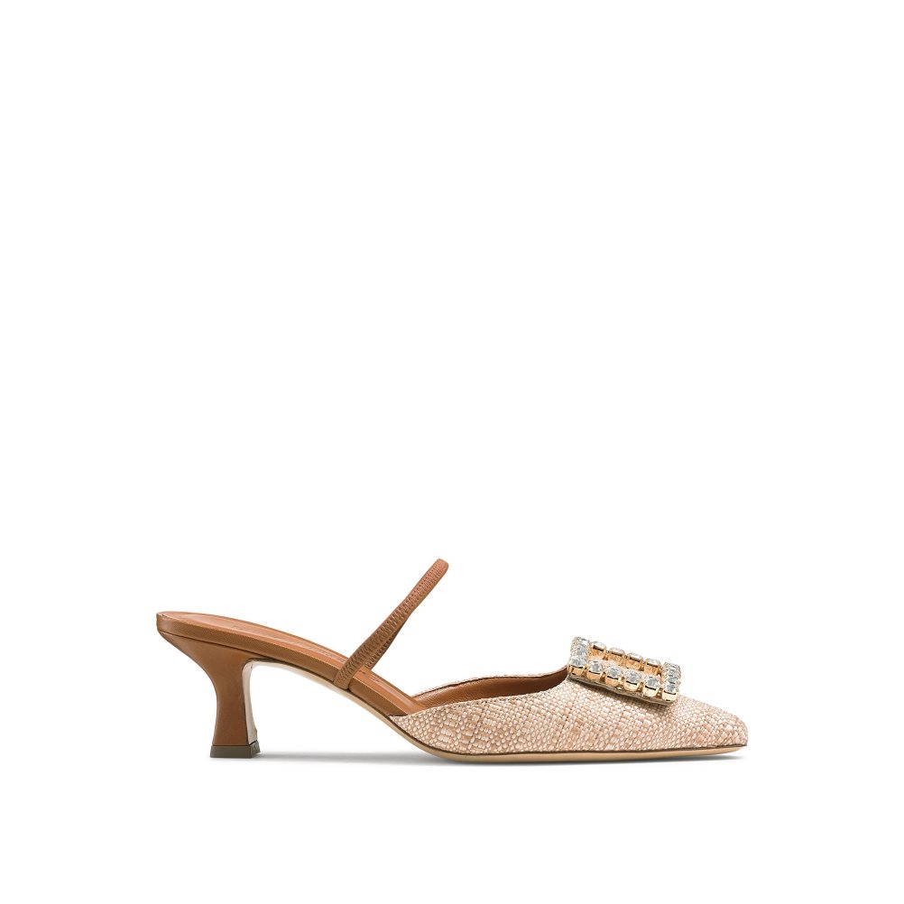 Dámské Sandály na Podpatku Russell & Bromley Fairytale Slingback Gem Kitten Hnědé | CZ-08431N