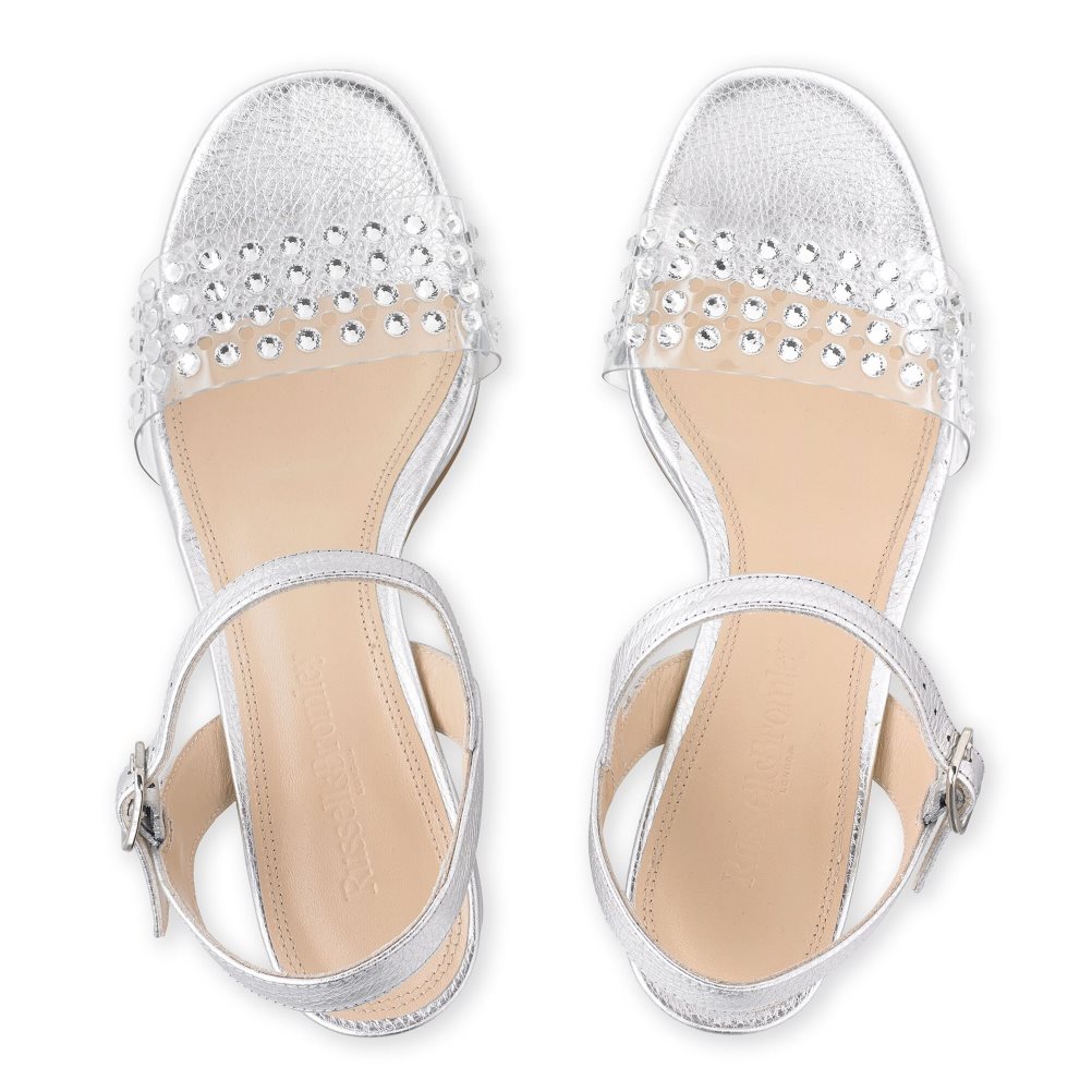Dámské Sandály na Podpatku Russell & Bromley Discoqueen+ Platformy Stříbrné | CZ-08954G