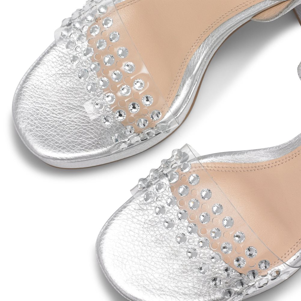 Dámské Sandály na Podpatku Russell & Bromley Discoqueen+ Platformy Stříbrné | CZ-08954G