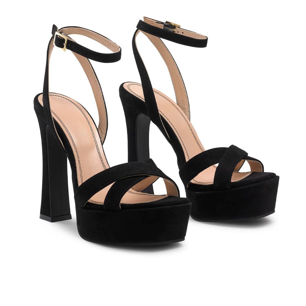 Dámské Sandály na Podpatku Russell & Bromley Far Out Cross Páskové Platformy Černé | CZ-10724D