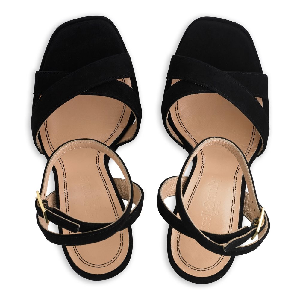 Dámské Sandály na Podpatku Russell & Bromley Far Out Cross Páskové Platformy Černé | CZ-10724D