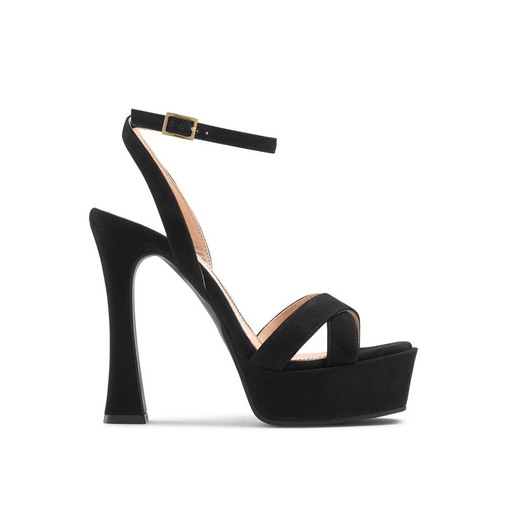 Dámské Sandály na Podpatku Russell & Bromley Far Out Cross Páskové Platformy Černé | CZ-10724D