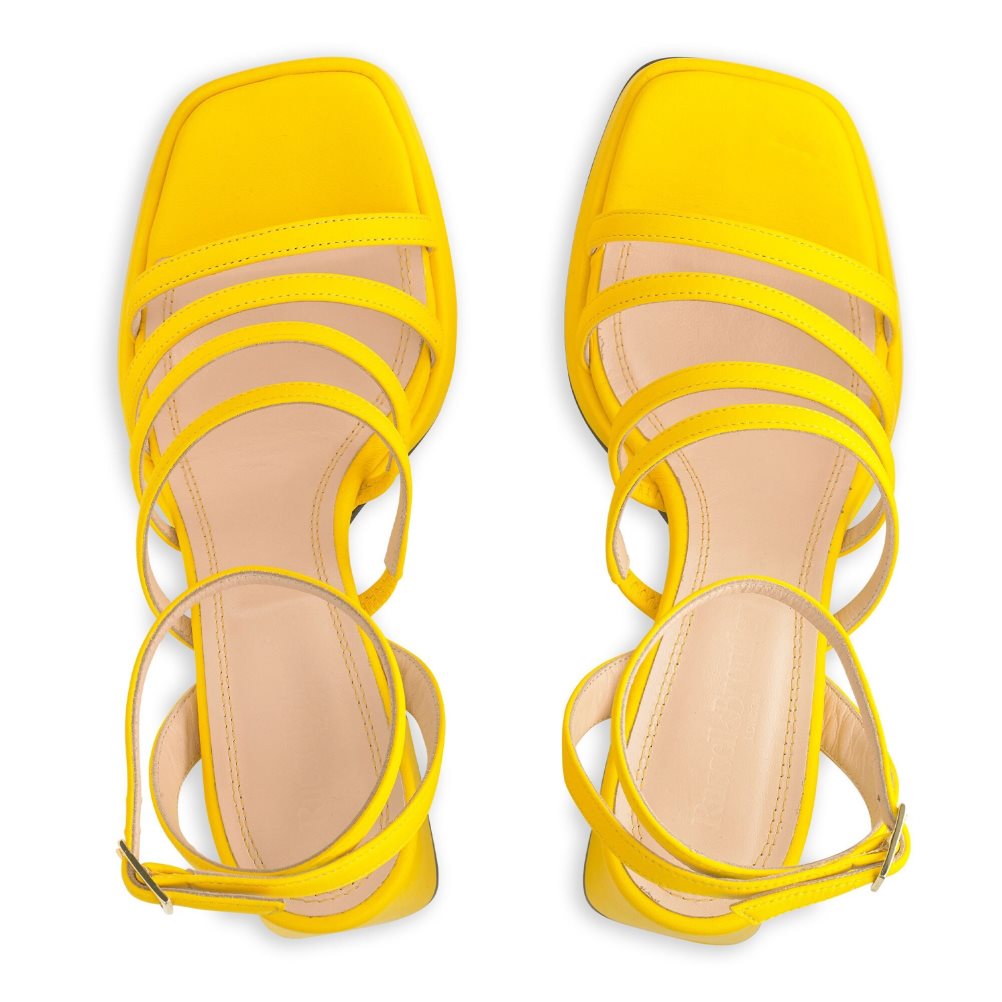 Dámské Sandály na Podpatku Russell & Bromley Yeahbaby Páskové Flared Platformy Žluté | CZ-12637Q