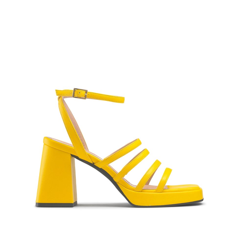 Dámské Sandály na Podpatku Russell & Bromley Yeahbaby Páskové Flared Platformy Žluté | CZ-12637Q