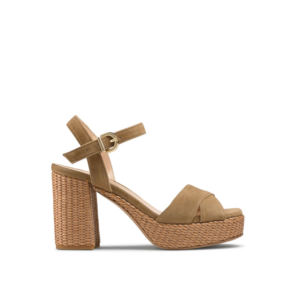 Dámské Sandály na Podpatku Russell & Bromley Topform Platformy Hnědé | CZ-21604S