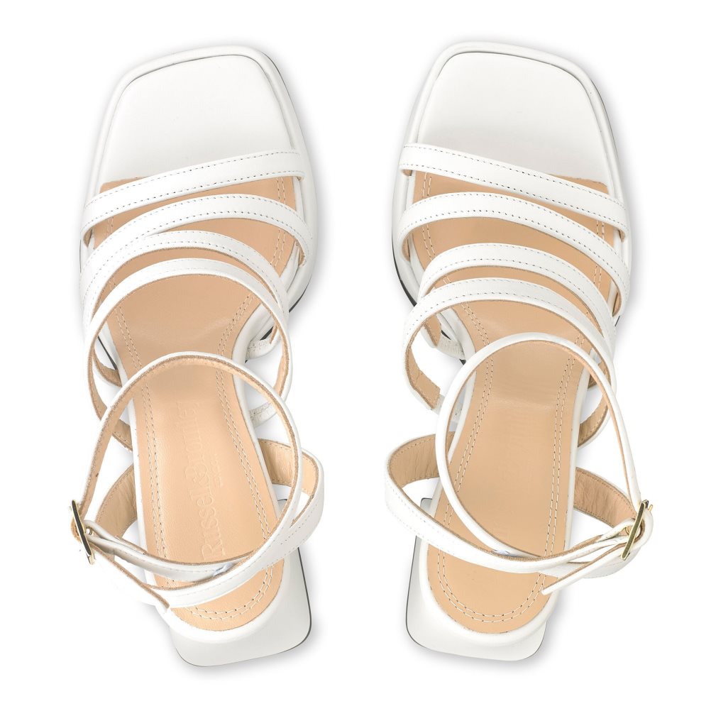 Dámské Sandály na Podpatku Russell & Bromley Yeahbaby Páskové Flared Platformy Bílé | CZ-24736T