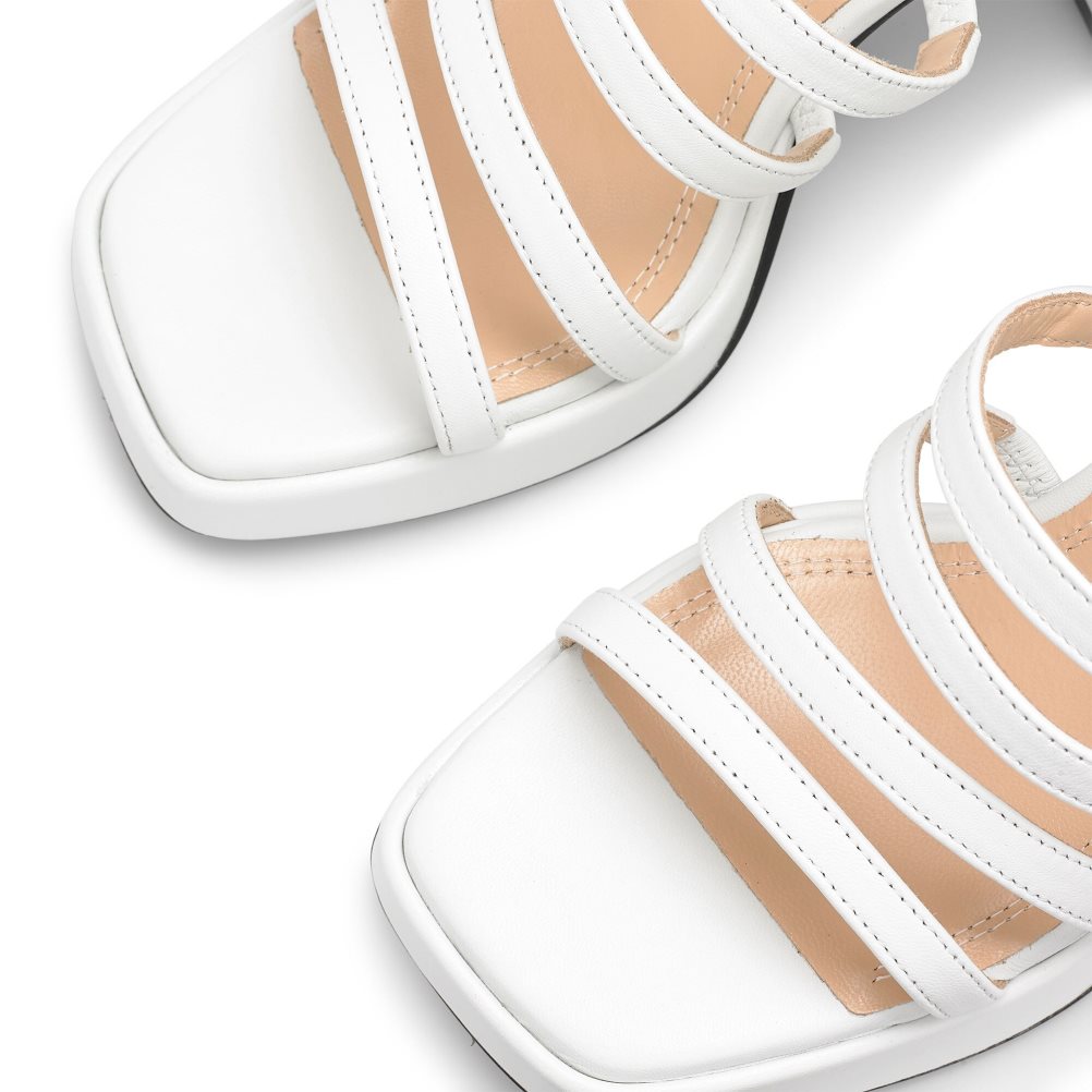 Dámské Sandály na Podpatku Russell & Bromley Yeahbaby Páskové Flared Platformy Bílé | CZ-24736T