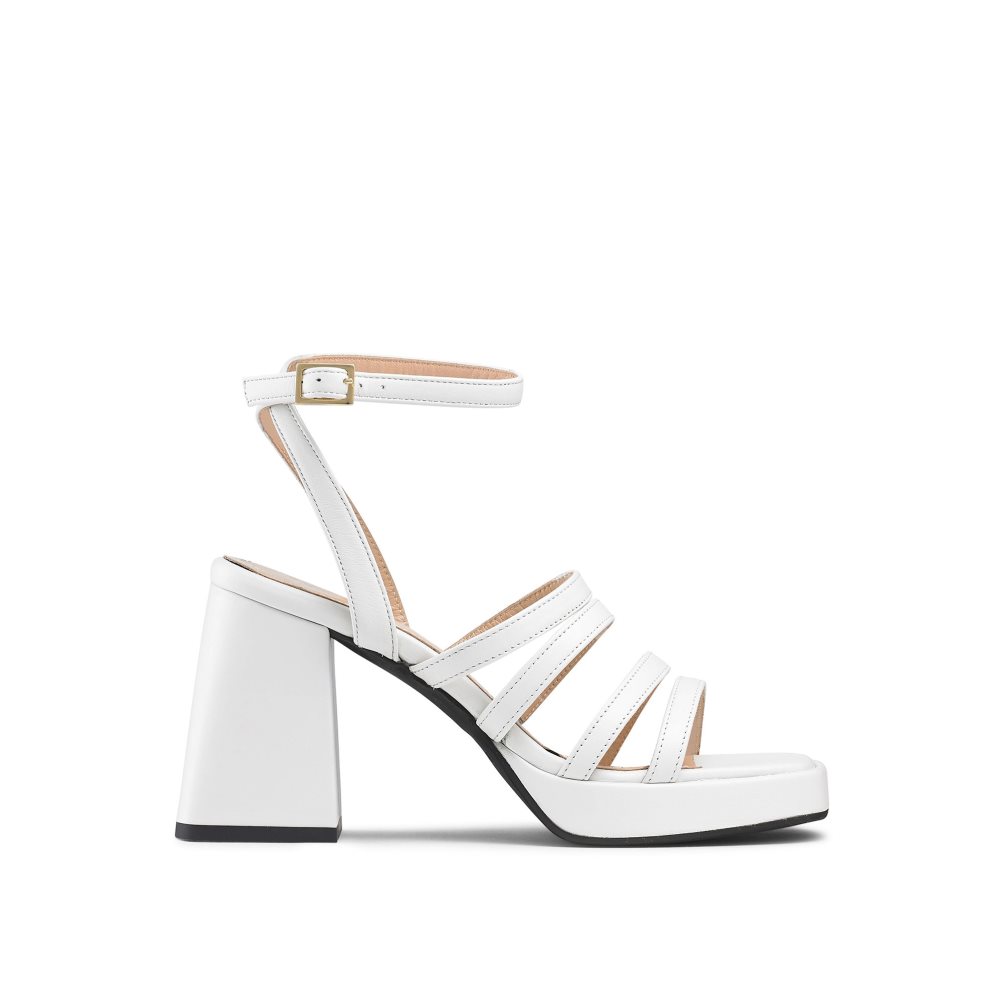 Dámské Sandály na Podpatku Russell & Bromley Yeahbaby Páskové Flared Platformy Bílé | CZ-24736T