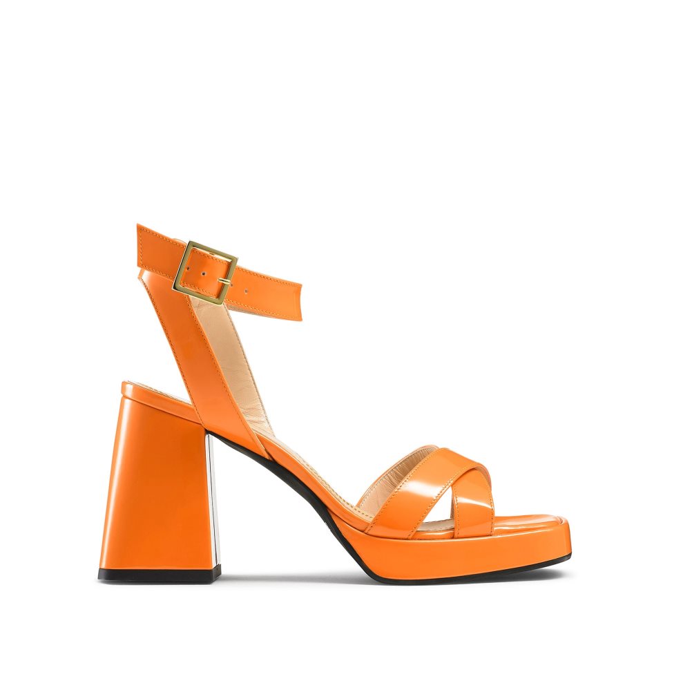 Dámské Sandály na Podpatku Russell & Bromley Groovybaby Platformy Oranžové | CZ-26904L