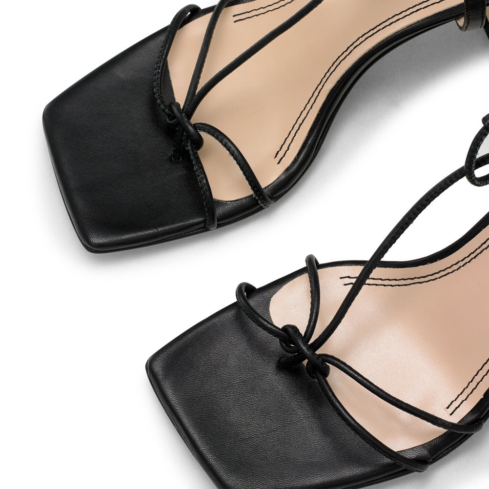 Dámské Sandály na Podpatku Russell & Bromley Noodles Skinny Páskové Černé | CZ-27089B