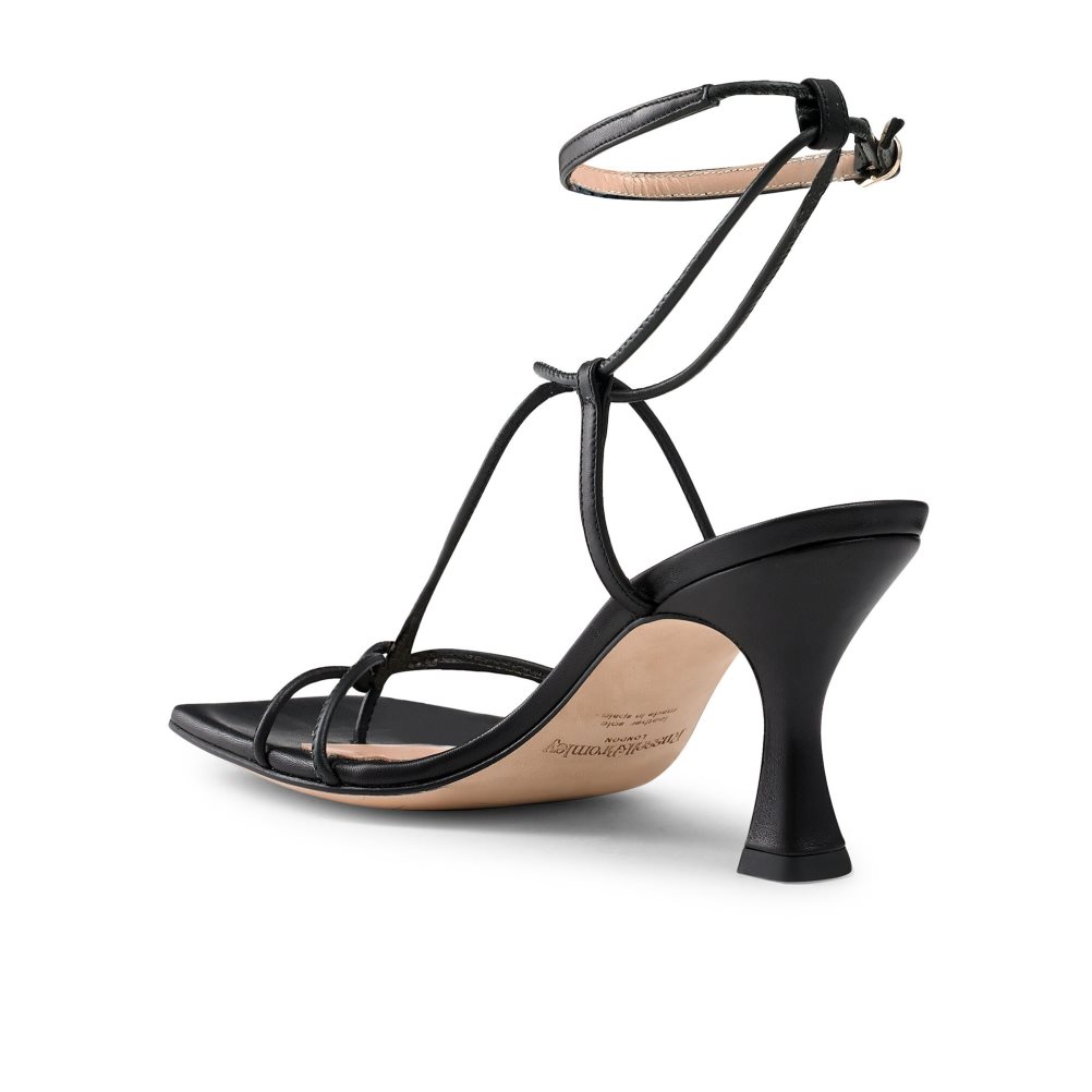 Dámské Sandály na Podpatku Russell & Bromley Noodles Skinny Páskové Černé | CZ-27089B