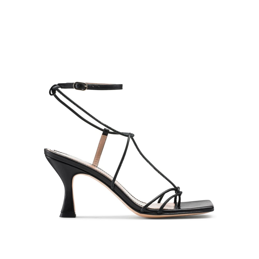 Dámské Sandály na Podpatku Russell & Bromley Noodles Skinny Páskové Černé | CZ-27089B