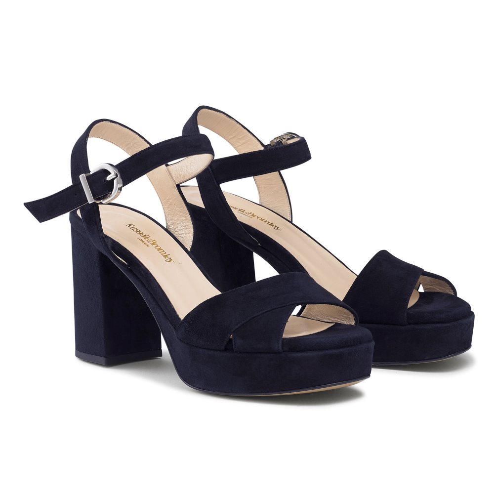 Dámské Sandály na Podpatku Russell & Bromley Topform Platformy Tmavě Blankyt | CZ-27930N