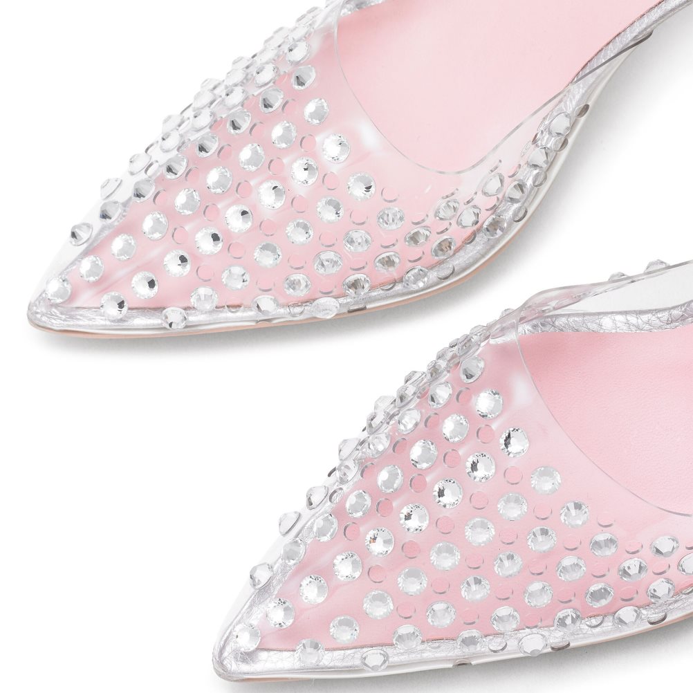 Dámské Sandály na Podpatku Russell & Bromley Aphrodite Embellished Court Růžové Stříbrné | CZ-31085J