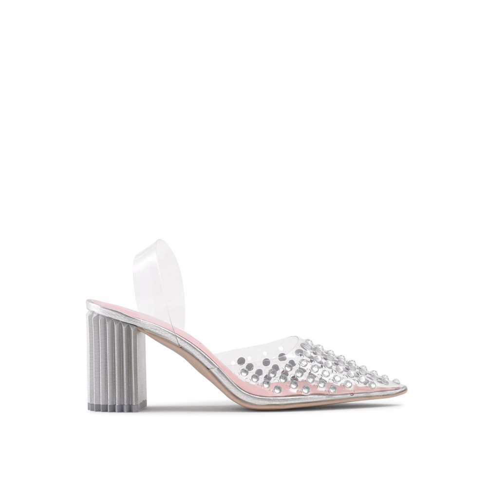 Dámské Sandály na Podpatku Russell & Bromley Aphrodite Embellished Court Růžové Stříbrné | CZ-31085J