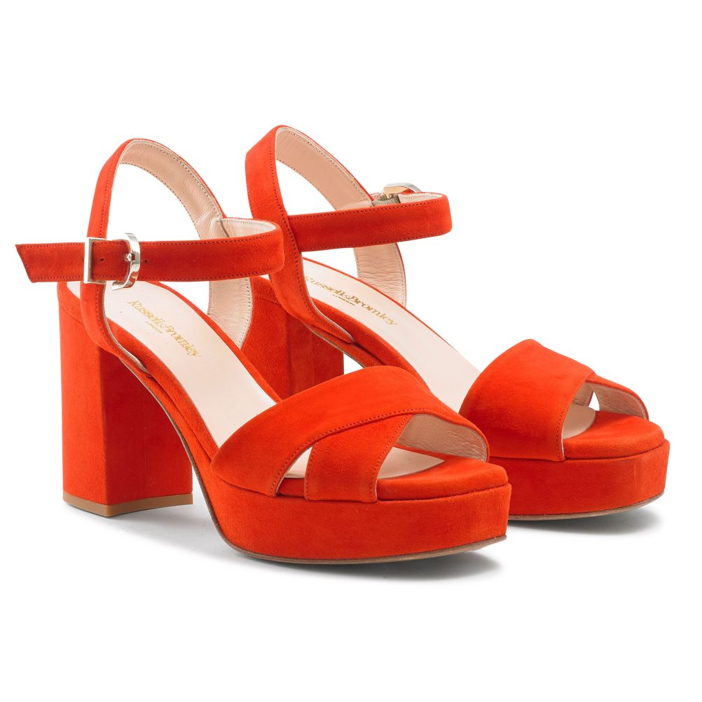 Dámské Sandály na Podpatku Russell & Bromley Topform Platformy Červené | CZ-31764N
