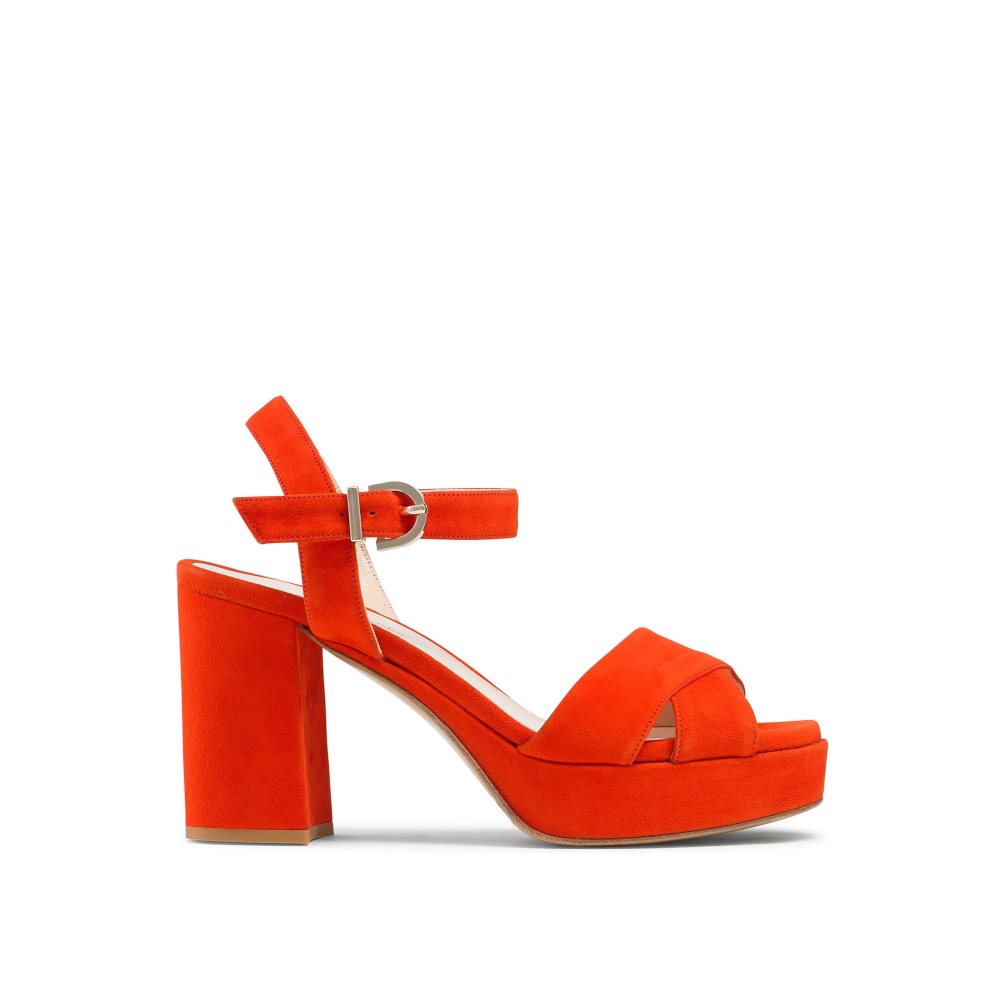 Dámské Sandály na Podpatku Russell & Bromley Topform Platformy Červené | CZ-31764N