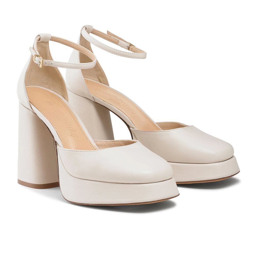 Dámské Sandály na Podpatku Russell & Bromley Flawless Extreme Platformy Bílé | CZ-34207X