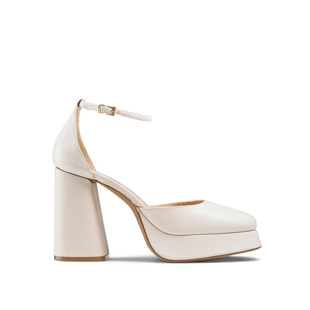 Dámské Sandály na Podpatku Russell & Bromley Flawless Extreme Platformy Bílé | CZ-34207X