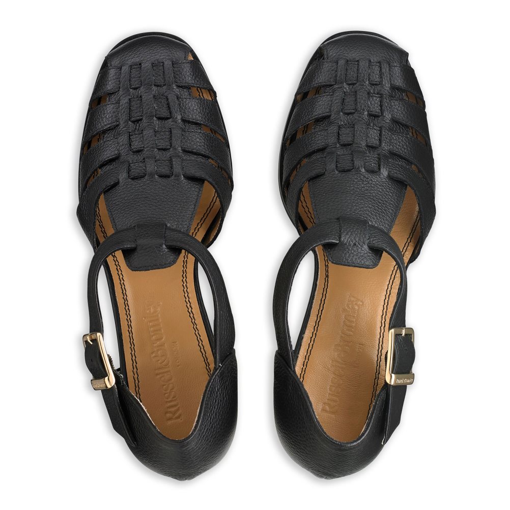 Dámské Sandály na Podpatku Russell & Bromley Amalfi Fisherman Block Černé | CZ-35941E