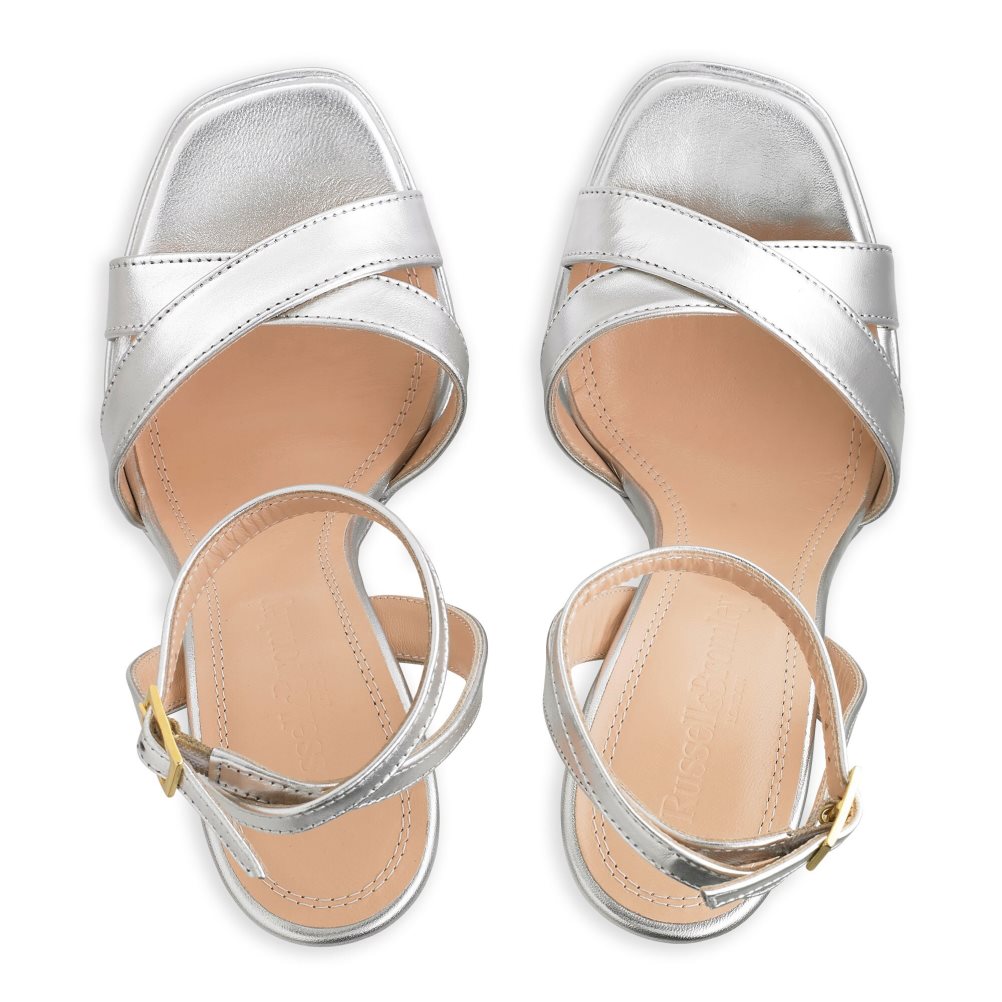 Dámské Sandály na Podpatku Russell & Bromley Far Out Cross Páskové Platformy Stříbrné | CZ-42179O