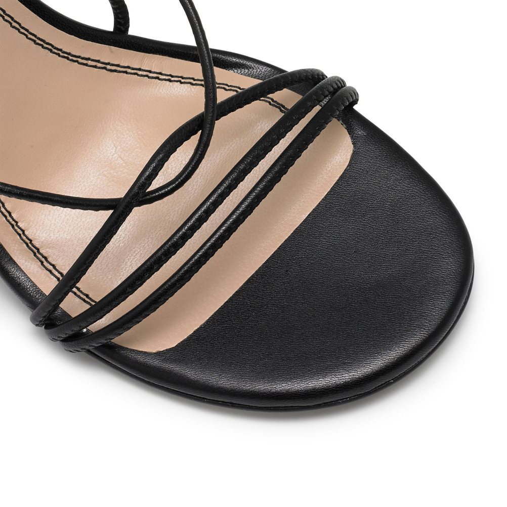 Dámské Sandály na Podpatku Russell & Bromley Dragon Páskové Round Špicí Černé | CZ-42865R