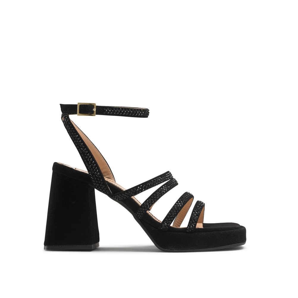 Dámské Sandály na Podpatku Russell & Bromley Yeahbaby+ Jewelled Páskové Černé | CZ-48102R