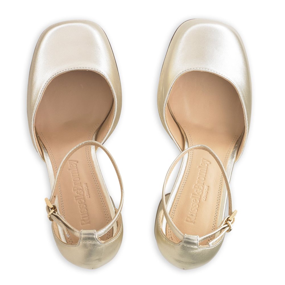 Dámské Sandály na Podpatku Russell & Bromley Flawless Extreme Platformy Zlaté | CZ-49756K