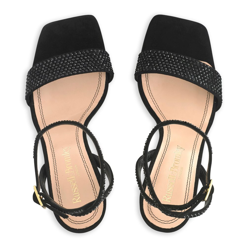 Dámské Sandály na Podpatku Russell & Bromley Cosmo+ Páskové Černé | CZ-57098A