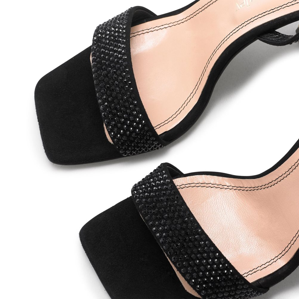 Dámské Sandály na Podpatku Russell & Bromley Cosmo+ Páskové Černé | CZ-57098A