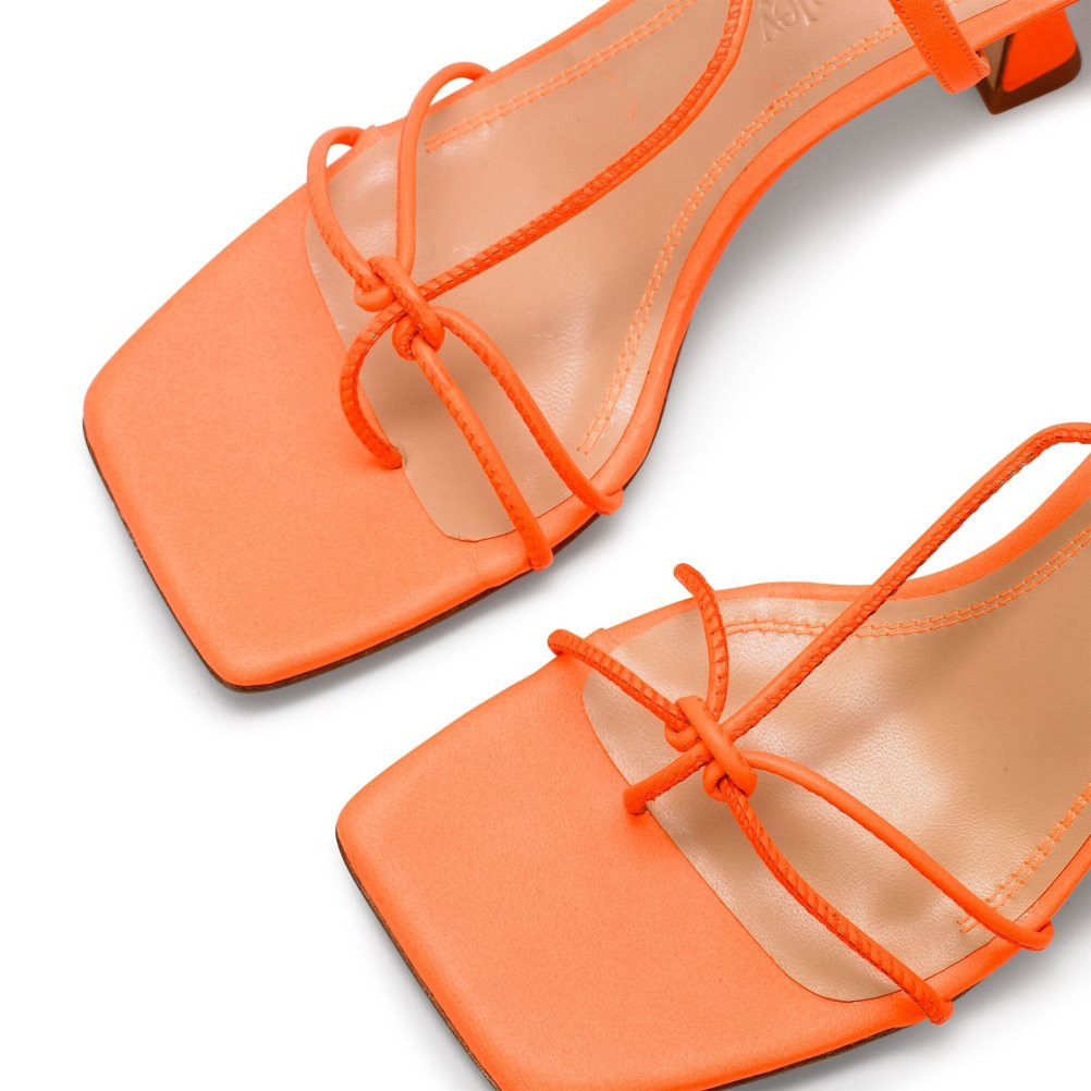 Dámské Sandály na Podpatku Russell & Bromley Noodles Skinny Páskové Oranžové | CZ-61930A