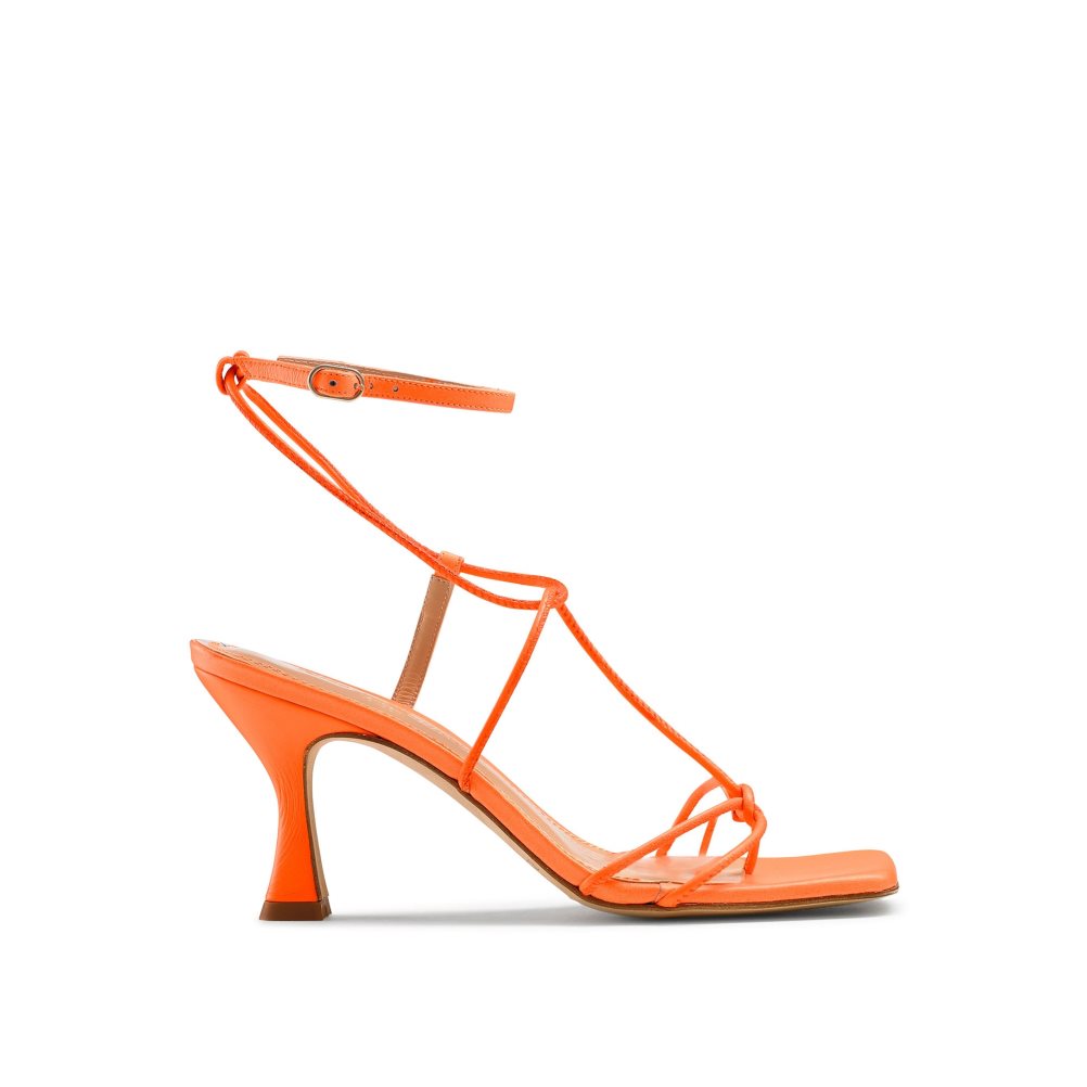 Dámské Sandály na Podpatku Russell & Bromley Noodles Skinny Páskové Oranžové | CZ-61930A