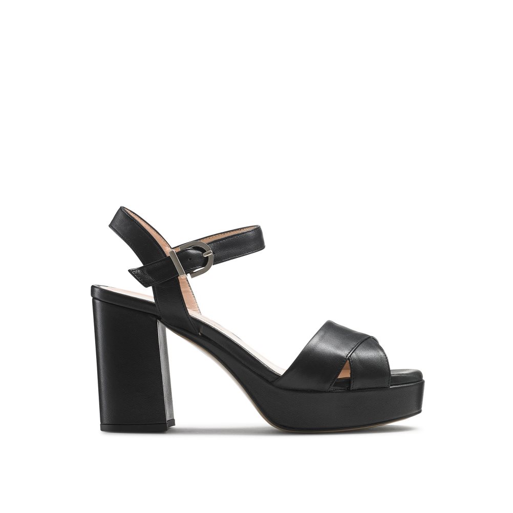 Dámské Sandály na Podpatku Russell & Bromley Topform Platformy Černé | CZ-86439S