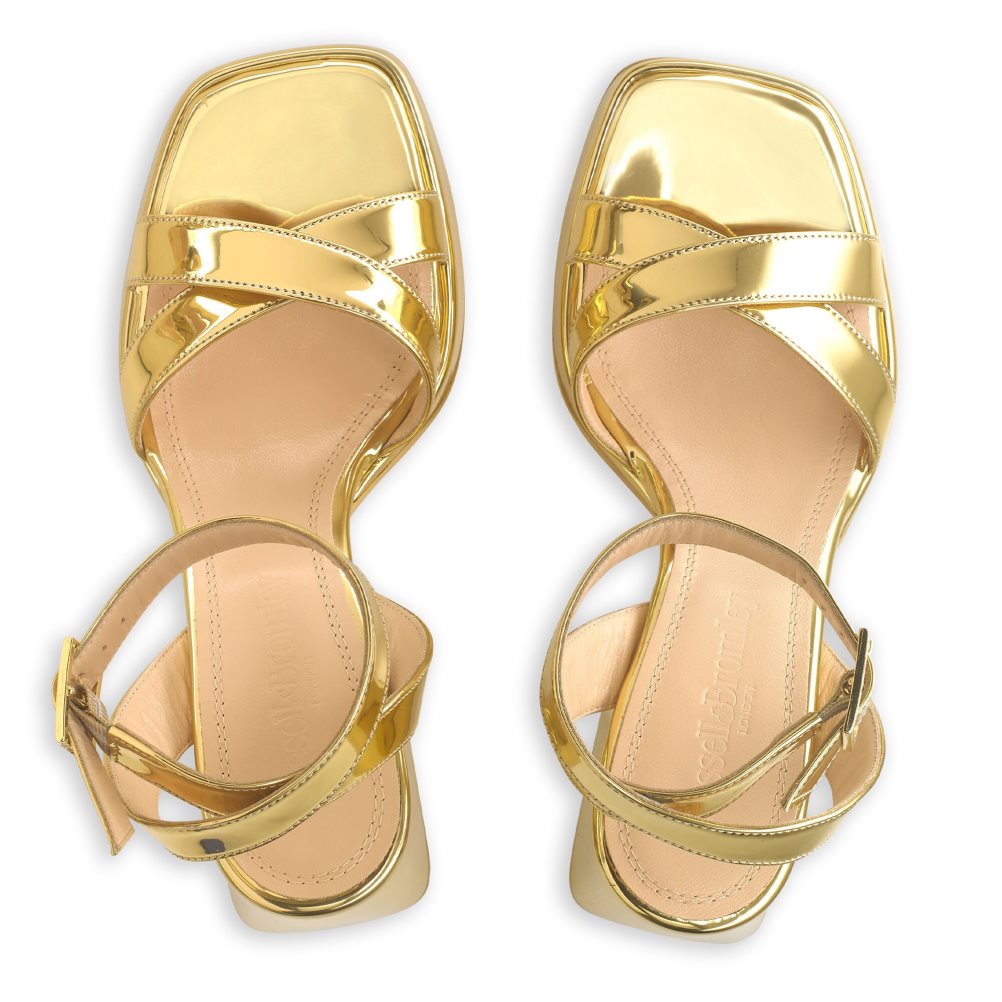 Dámské Sandály na Podpatku Russell & Bromley Groovybaby Platformy Zlaté | CZ-87930D