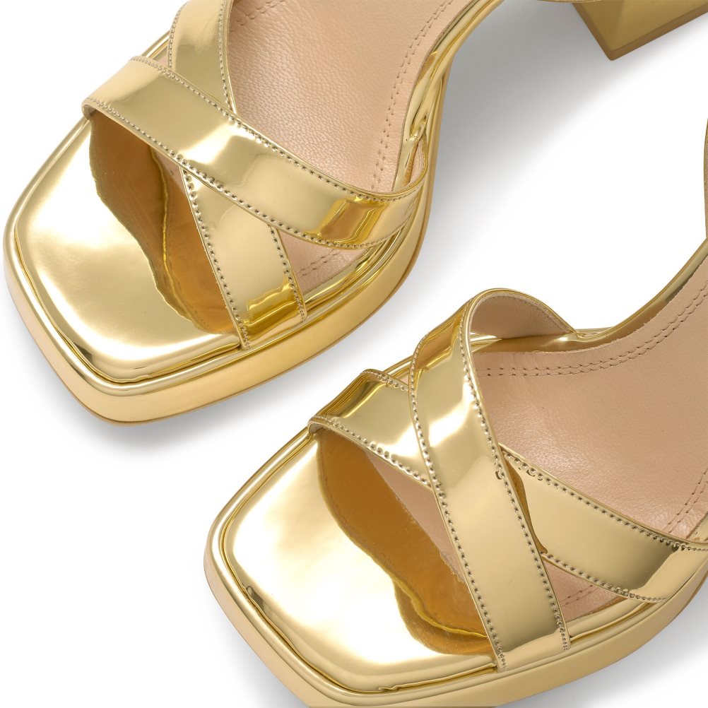 Dámské Sandály na Podpatku Russell & Bromley Groovybaby Platformy Zlaté | CZ-87930D