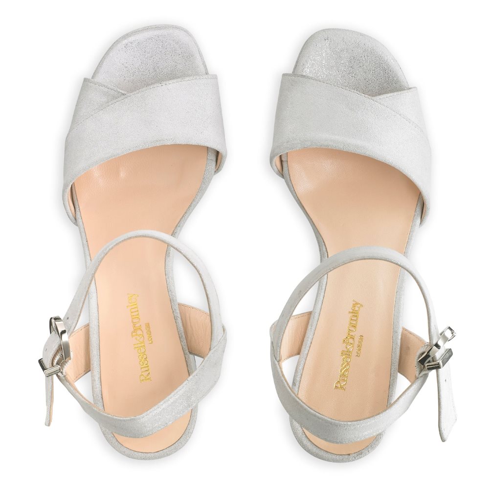 Dámské Sandály na Podpatku Russell & Bromley Topform Platformy Stříbrné | CZ-96231B