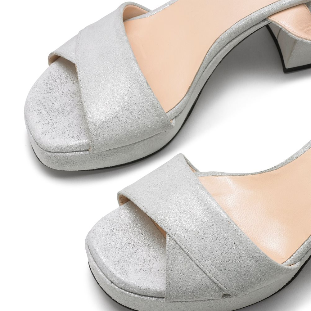 Dámské Sandály na Podpatku Russell & Bromley Topform Platformy Stříbrné | CZ-96231B