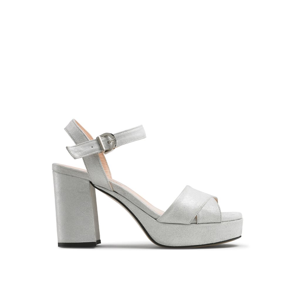 Dámské Sandály na Podpatku Russell & Bromley Topform Platformy Stříbrné | CZ-96231B
