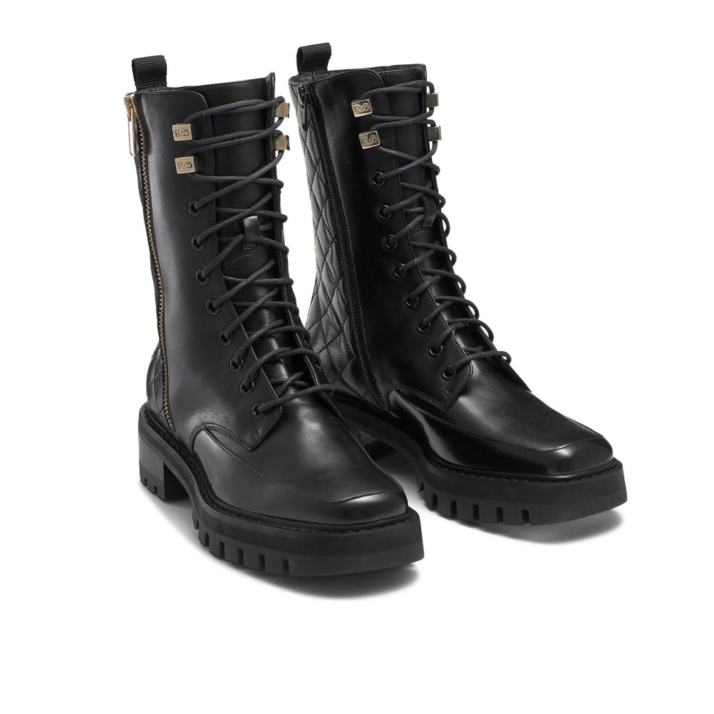 Dámské Vojenské Boty Russell & Bromley Parade Square Špicí Černé | CZ-59840U