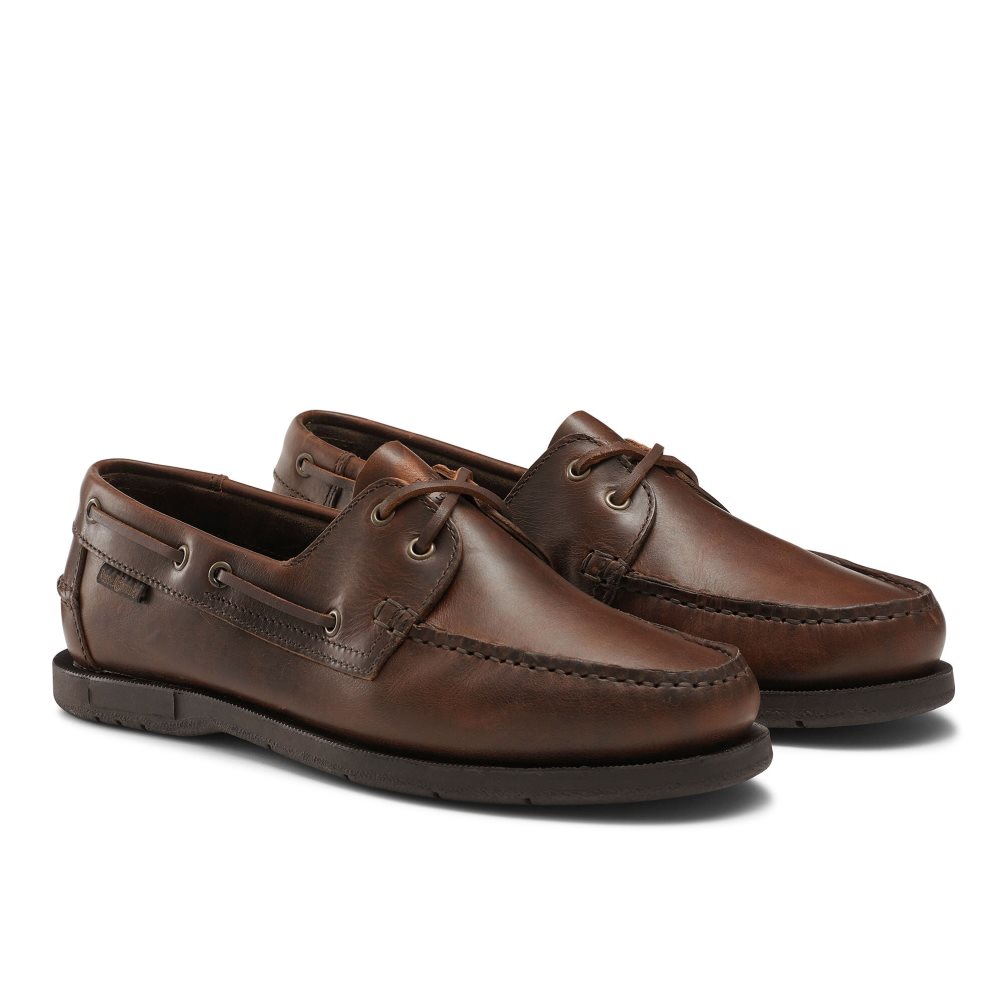 Pánské Boty Casual Russell & Bromley Bowline Waxy Læder Deck Tmavě Hnědé | CZ-18305W