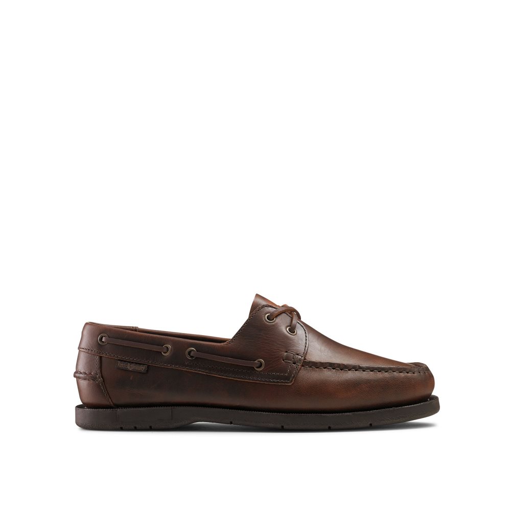Pánské Boty Casual Russell & Bromley Bowline Waxy Læder Deck Tmavě Hnědé | CZ-18305W