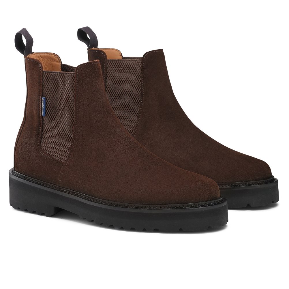 Pánské Chelsea Boty Russell & Bromley Bruton Čistěno Sole Tmavě Hnědé | CZ-04837N