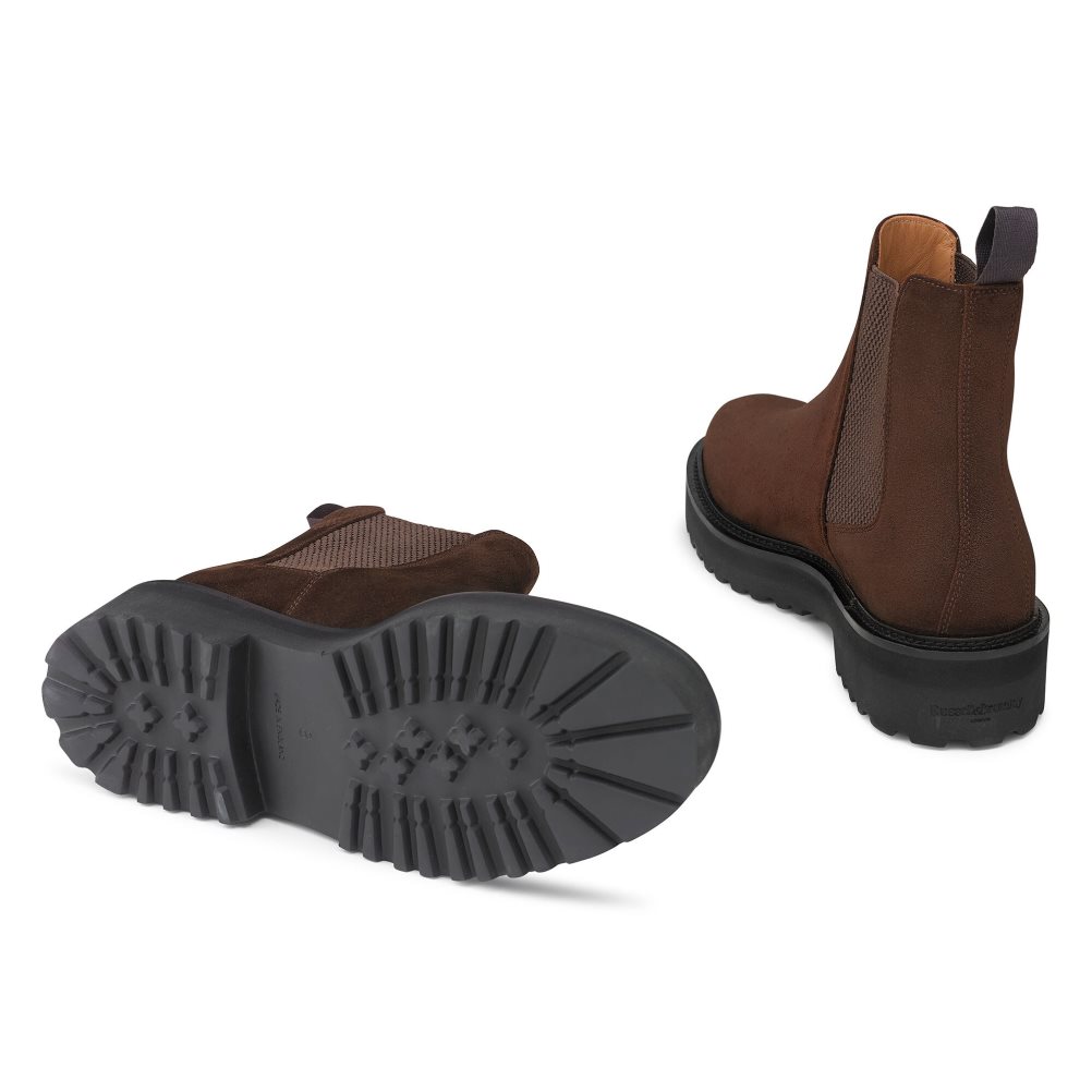 Pánské Chelsea Boty Russell & Bromley Bruton Čistěno Sole Tmavě Hnědé | CZ-04837N