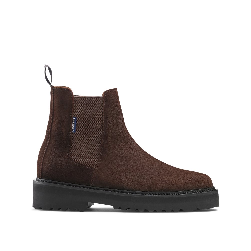 Pánské Chelsea Boty Russell & Bromley Bruton Čistěno Sole Tmavě Hnědé | CZ-04837N