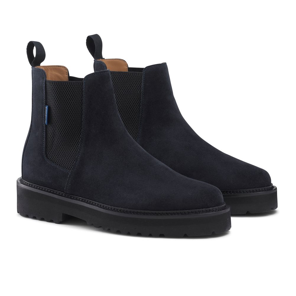 Pánské Chelsea Boty Russell & Bromley Bruton Čistěno Sole Tmavě Blankyt | CZ-06475N