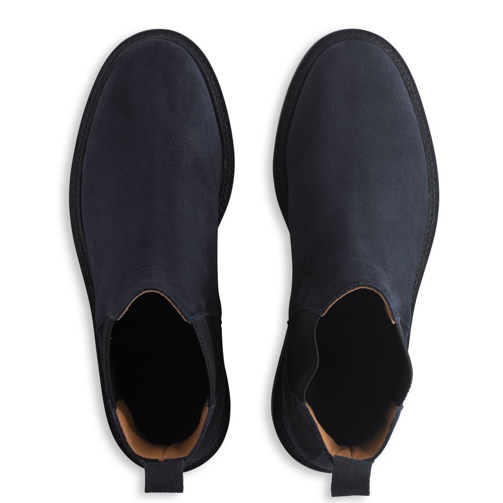 Pánské Chelsea Boty Russell & Bromley Bruton Čistěno Sole Tmavě Blankyt | CZ-06475N
