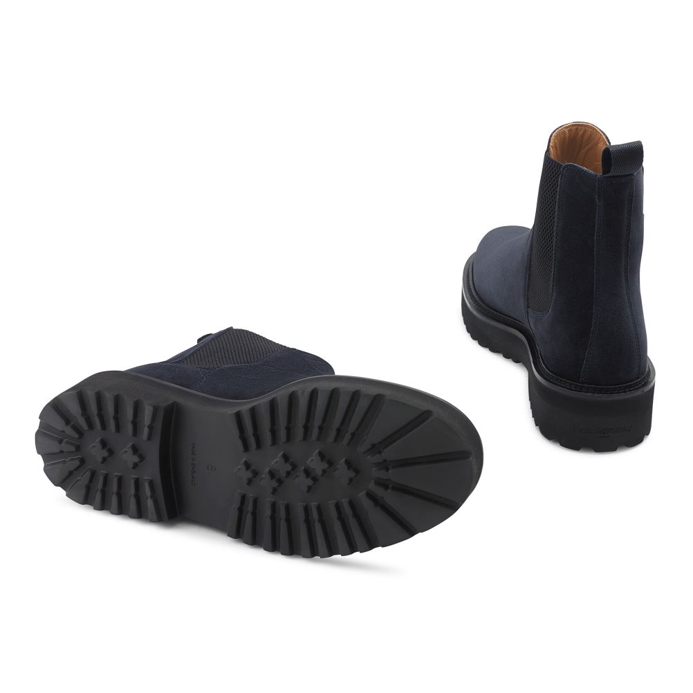 Pánské Chelsea Boty Russell & Bromley Bruton Čistěno Sole Tmavě Blankyt | CZ-06475N