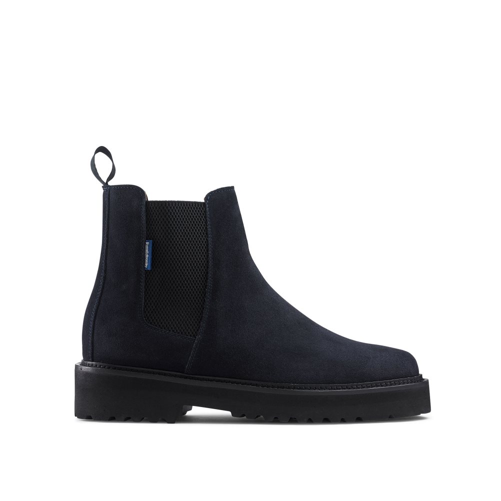 Pánské Chelsea Boty Russell & Bromley Bruton Čistěno Sole Tmavě Blankyt | CZ-06475N